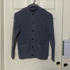 J CREW Men’s 100% Cotton Knit Gray Button Down Sweater Size L